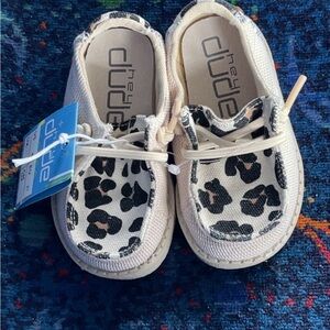 Hey Dude Kids Moccasins - Cream and Black Leopard